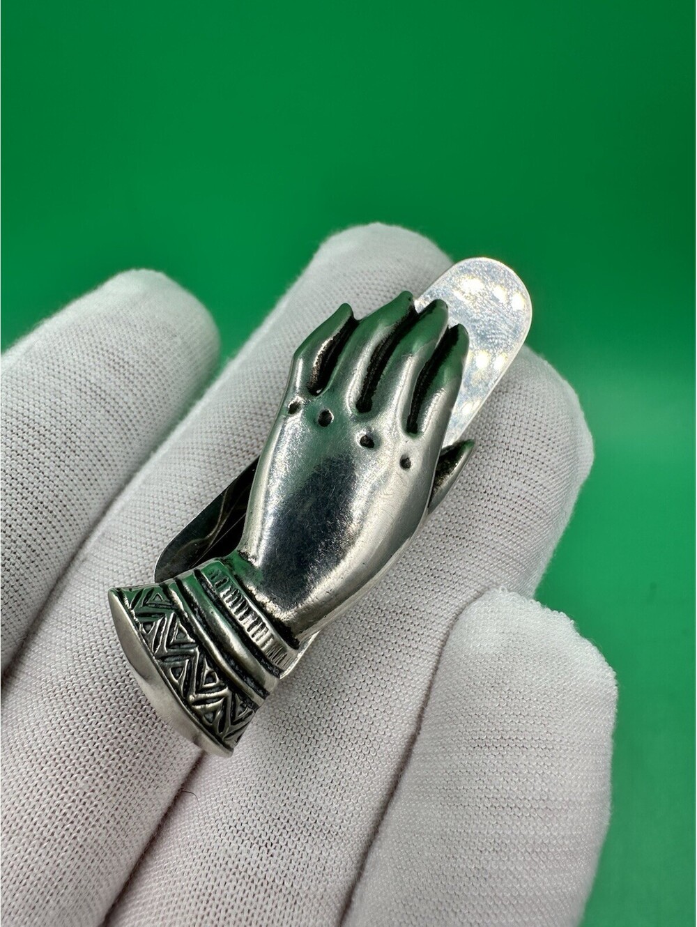 Vintage Tiffany & Co. Makers Sterling Silver 925 Hand Motif Money Clip